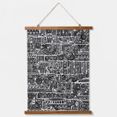 Zwart-wit geometrisch art 2 hangend wandkleed (Voorkant)