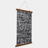 Zwart-wit geometrisch art 2 hangend wandkleed (Gebogen)