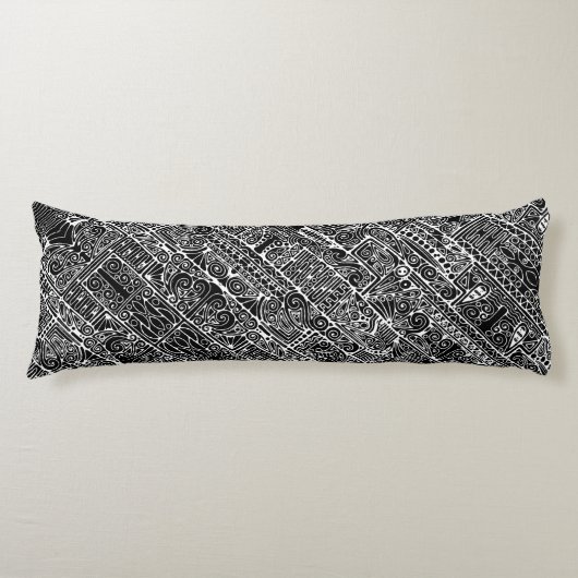 Zwart-wit geometrisch art 2 lichaamskussen (Voorkant)