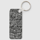 Zwart-wit geometrisch art 2 sleutelhanger (Achterkant)
