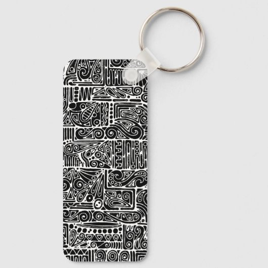 Zwart-wit geometrisch art 2 sleutelhanger (Achterkant)