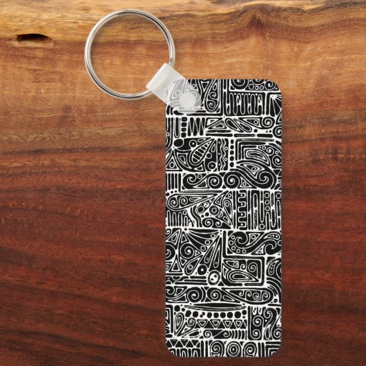 Zwart-wit geometrisch art 2 sleutelhanger (Voorkant)