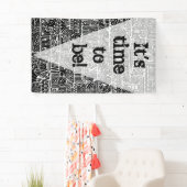 Zwart-wit geometrisch art 2 spandoek (Insitu)