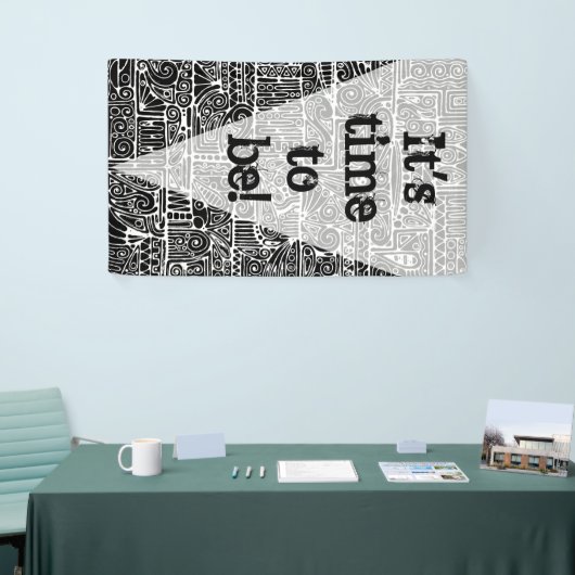 Zwart-wit geometrisch art 2 spandoek (Beurs)