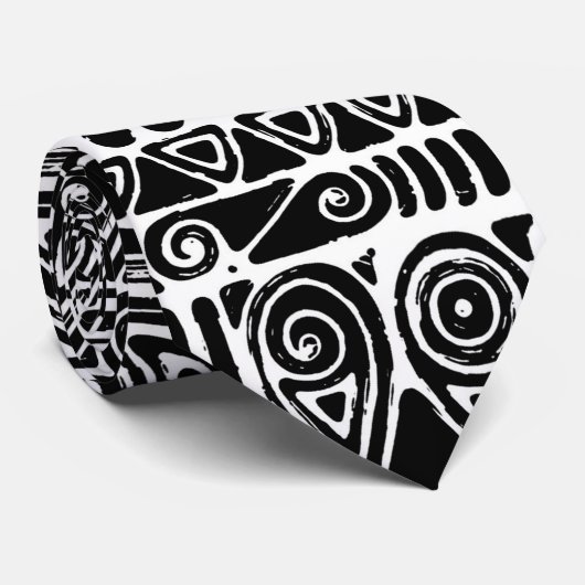 Zwart-wit geometrisch art 2 stropdas (Opgerold)