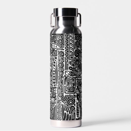 Zwart-wit geometrisch art 2 waterfles (Voorkant)