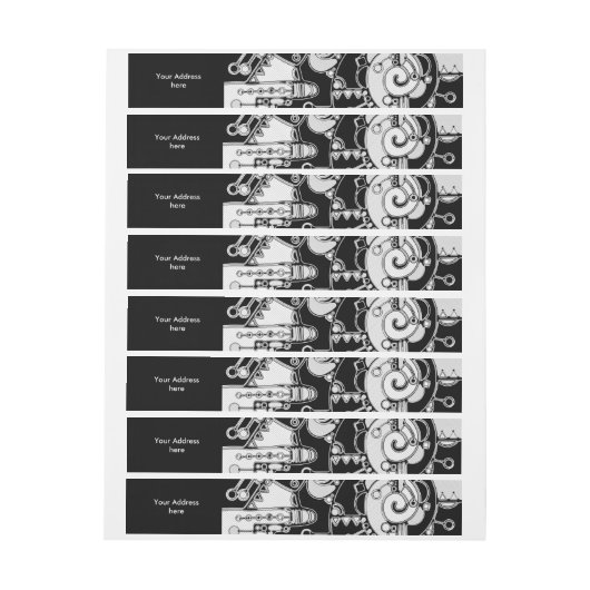 Zwart-wit geometrisch art 4 adreslabel wikkel (Vel)