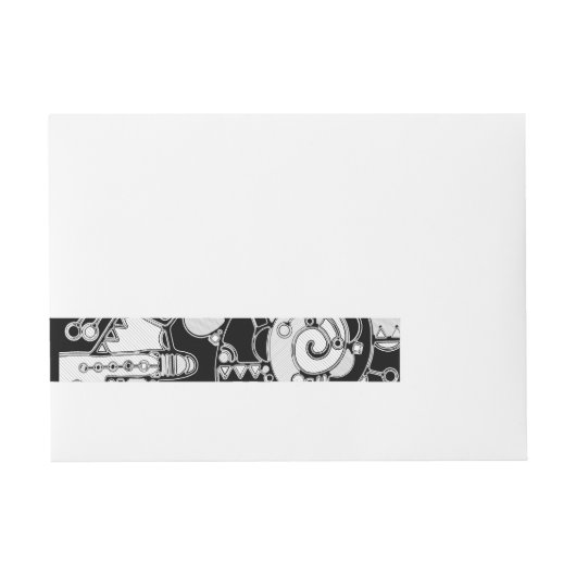 Zwart-wit geometrisch art 4 adreslabel wikkel (Voorkant)