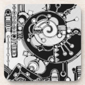 Zwart-wit geometrisch art 4 bier onderzetter (Voorkant)