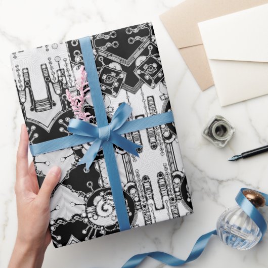 Zwart-wit geometrisch art 4 cadeaupapier (Geschenken)