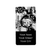 Zwart-wit geometrisch art 4 etiket (Voorkant)