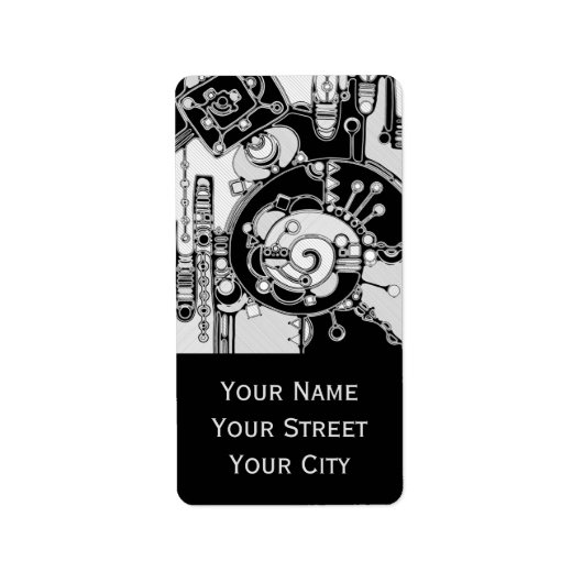 Zwart-wit geometrisch art 4 etiket (Voorkant)