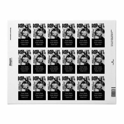 Zwart-wit geometrisch art 4 etiket (Full Sheet)