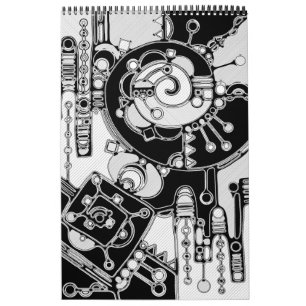 Zwart-wit geometrisch art 4 kalender