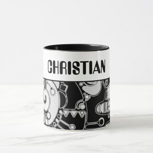 Zwart-wit geometrisch art 4 mok (Midden)