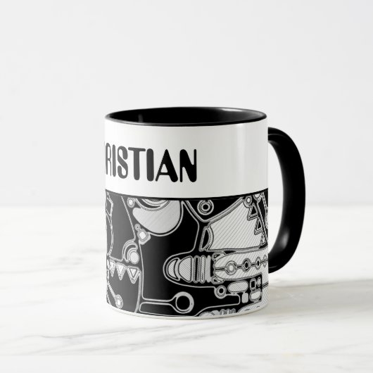 Zwart-wit geometrisch art 4 mok (Voorkant rechts)