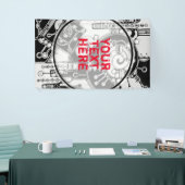 Zwart-wit geometrisch art 4 spandoek (Beurs)
