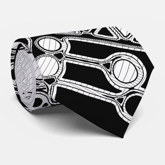 Zwart-wit geometrisch art 4 stropdas (Opgerold)