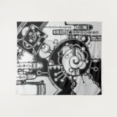 Zwart-wit geometrisch art 4 wandkleed (Voorkant (horizontaal))