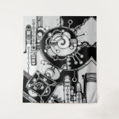 Zwart-wit geometrisch art 4 wandkleed (Voorkant)