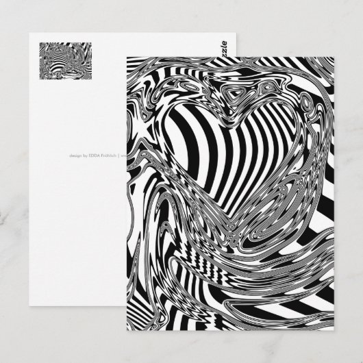 Zwart-wit geometrisch artikel 12 briefkaart (Voorkant / Achterkant)