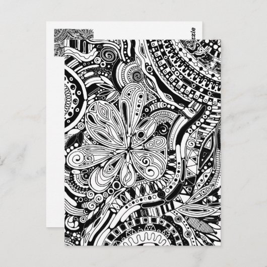 Zwart-wit geometrisch artikel 15 briefkaart (Voorkant / Achterkant)