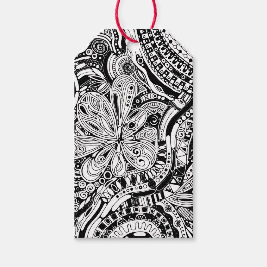 Zwart-wit geometrisch artikel 15 cadeaulabel (Voorkant)