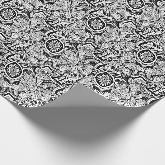 Zwart-wit geometrisch artikel 15 cadeaupapier (Hoek)