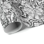 Zwart-wit geometrisch artikel 15 cadeaupapier (Rol Hoek)