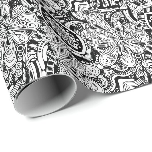 Zwart-wit geometrisch artikel 15 cadeaupapier (Rol Hoek)