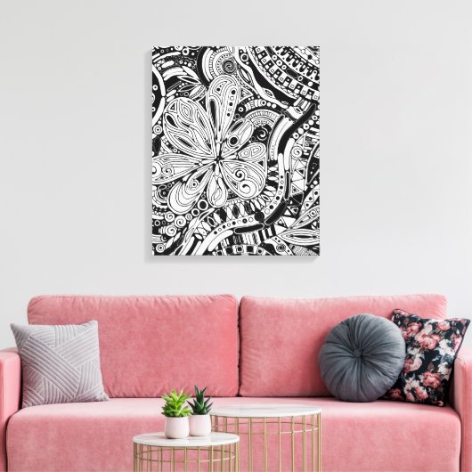 Zwart-wit geometrisch artikel 15 canvas afdruk (Insitu (Woonkamer))