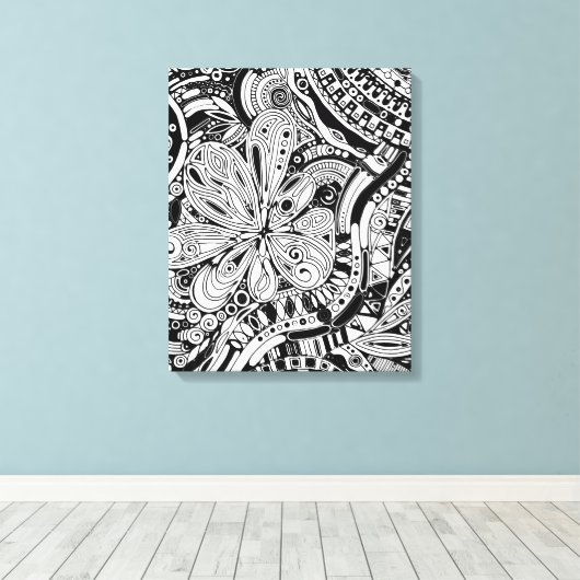 Zwart-wit geometrisch artikel 15 canvas afdruk (Insitu (Houten vloer))