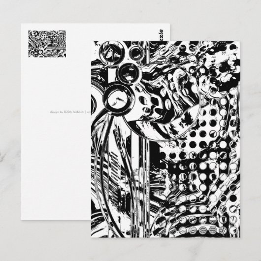 Zwart-wit geometrisch artikel 20 briefkaart (Voorkant / Achterkant)