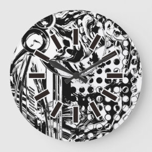 Zwart-wit geometrisch artikel 20 grote klok