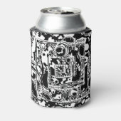 Zwart-wit Geometrisch artikel 25 Blikjeskoeler (Blikje Achterkant)