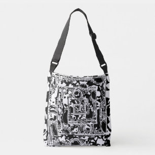 Zwart-wit Geometrisch artikel 25 Crossbody Tas
