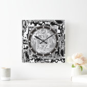 Zwart-wit geometrisch artikel 25 vierkante klok (Huis)