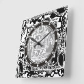 Zwart-wit geometrisch artikel 25 vierkante klok (Hoek)