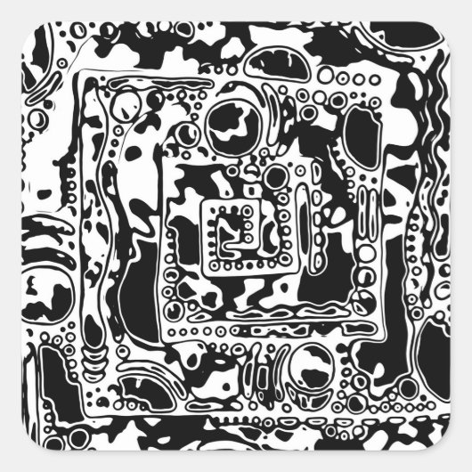 Zwart-wit Geometrisch artikel 25 Vierkante Sticker (Voorkant)