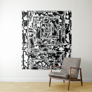 Zwart-wit Geometrisch artikel 25 Wandkleed