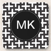 Zwart-wit geometrisch bier onderzetter (Voorkant)