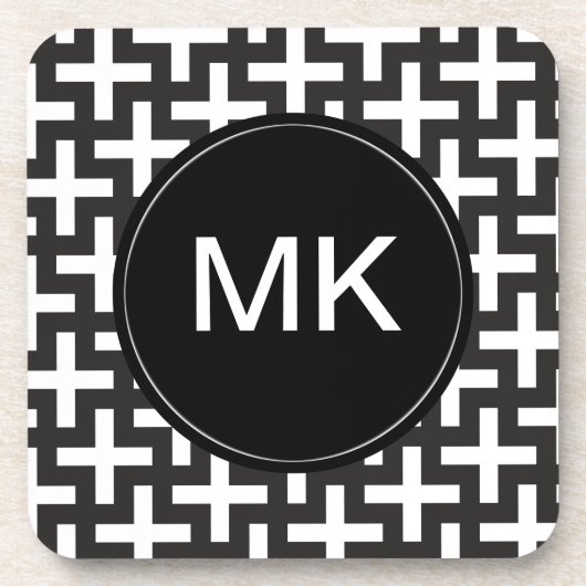 Zwart-wit geometrisch bier onderzetter (Voorkant)