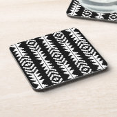 Zwart-wit geometrisch Boho-ontwerp Bier Onderzetter (Linkerzijde)