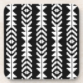 Zwart-wit geometrisch Boho-ontwerp Bier Onderzetter (Voorkant)