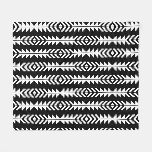 Zwart-wit geometrisch Boho-ontwerp Fleece Deken (Voorkant (Horizontaal))