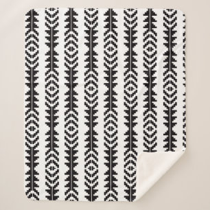 Zwart-wit geometrisch Boho-ontwerp Sherpa Deken