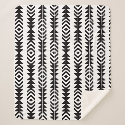 Zwart-wit geometrisch Boho-ontwerp Sherpa Deken (Voorkant)