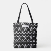 Zwart-wit Geometrisch Chevron Patroon Tote Bag (Achterkant)