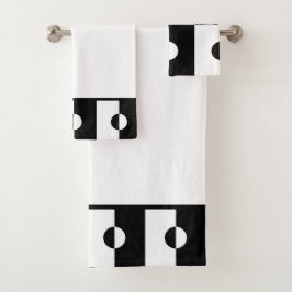 Zwart-wit geometrisch cirkel vierkant patroon bad handdoek
