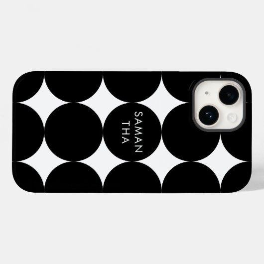 Zwart wit geometrisch cirkelpatroon Case-Mate iPhone case (Achterkant (horizontaal))